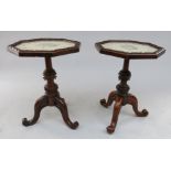 A pair of Victorian walnut occasional tables,