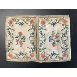 18th century cream satin silk folded purse,