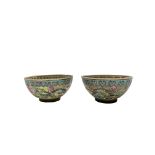 Two Chinese egg shell porcelain tea bowls, 20th century, with red seal marks and presentation boxes,