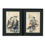 A pair of Chinese watercolours, early 20th century,