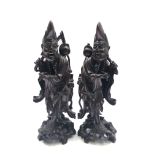 A pair of Chinese hardwood figures, circa 1900,