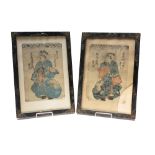 A pair of Japanese woodblock prints, 37 x 25cm.