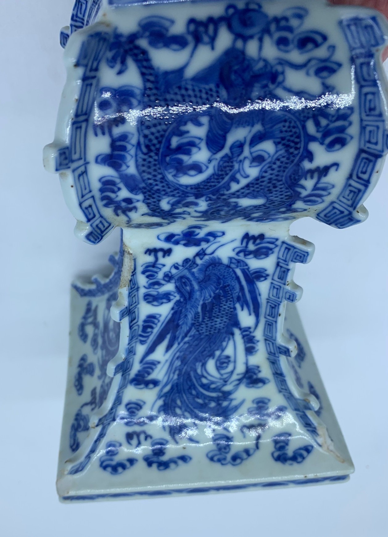 A Chinese blue and white porcelain dragon and phoenix vase, late 19th/early 20th century, - Image 12 of 14