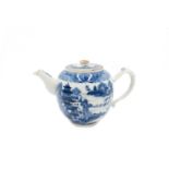A Chinese export blue and white porcelain teapot, 18th century,