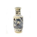 A Chinese blue and white porcelain rouleau vase, 19th century,