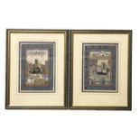 A pair of Indian silk pictures, 20th century, framed and glazed, 54.5 x 42.5cm.