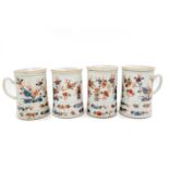 A near set of four Chinese Imari porcelain lidded tankards, 18th century,