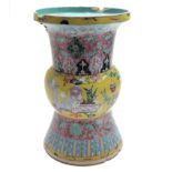 A Chinese Gu shape porcelain vase, 19th century,