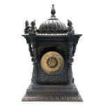 An Anglo-Indian carved oak mantel clock, 19th century,