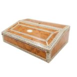 An Anglo-Indian Vizagapatam satinwood and ivory banded writing slope,