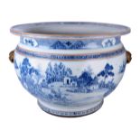 A large Chinese porcelain fish bowl jardiniere, Qianlong period,