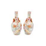 A pair of Chinese millefleurs porcelain bottle vases, 19th century,