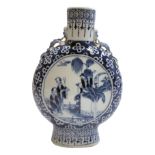 A Chinese blue and white porcelain moon flask, 19th century,