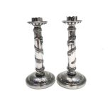 A pair of Chinese silver candlesticks by Luenhing,