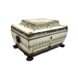 An Indian vizagapatam ivory work box, early 19th century, in the Regency style,