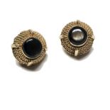 A pair of Chinese 14K black sapphire earrings, signed, diameter 1/5cm.