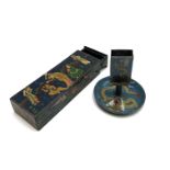 A Japanese cloisonne ashtray, circa 1900-1920, with matchbox holder,