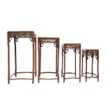 A Chinese padouk wood quartetto of tables,