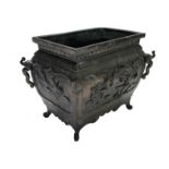 A Chinese bronze rectangular planter, probably circa 1920,