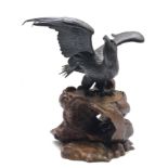 A magnificent Japanese bronze model of an eagle, Meiji period, with well modelled plummage,