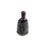 A Japanese carved horn scent bottle, circa 1900, height 9cm.