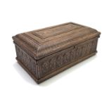 An Anglo-Indian Mysore sandalwood box, 19th century, finely carved with birds and foliage,
