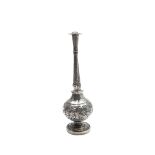 A small silver rosewater sprinkler, height 12cm, 34g.