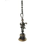 An Indian bronze hanging bell, 19th century, the handle cast in the form of Ganesh,