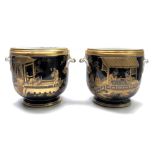 A pair of continental porcelain cache pots,