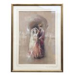 A watercolour by William Spencer Bagdatopolus of a prince and a dancing girl, 47 x 32.5cm.