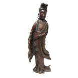 A large Chinese carved giltwood statue of Guanyin, late 18th/early 19th century, height 115cm,