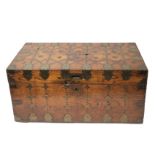 An Asian camphor wood brass chest, 19th century, with brass mounts and studs, height 47cm,