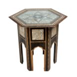 A Syrian inlaid octagonal occasional table, late 19th century,