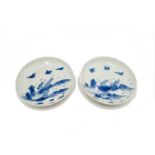 A pair of Chinese porcelain blue and white plates, circa 1680,