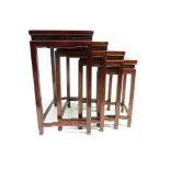 A nest of four Chinese hardwood occasional tables, mid 20th century,