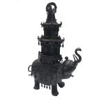A Chinese bronze elephant censer, probably late 19th century,