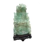 A Chinese green quartz vase and cover, late Qing,