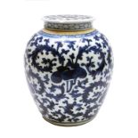 A Chinese blue and white jar and cover, 19th century,