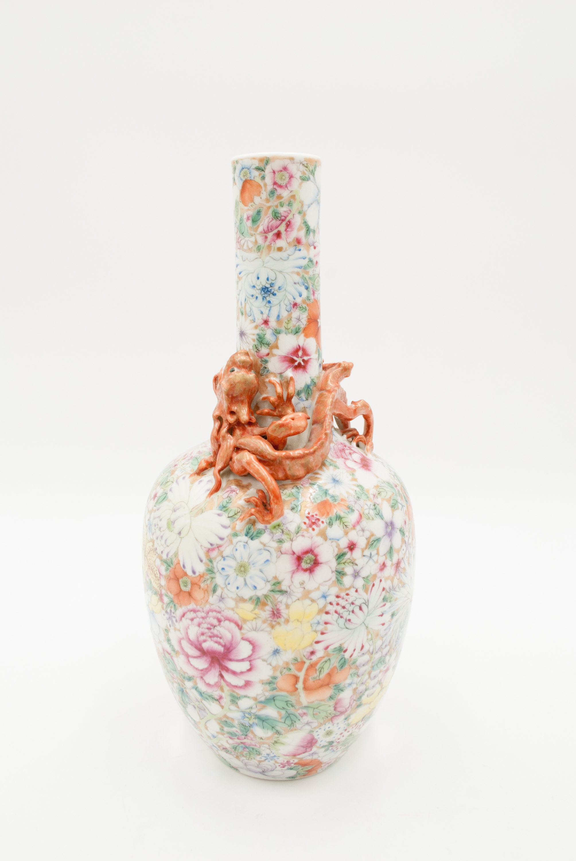 A pair of Chinese millefleurs porcelain bottle vases, 19th century, - Image 3 of 12