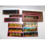 A quantity of Magic Lantern strip slides, mainly coloured, some comic.