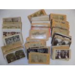 Approximately 200 stereo view cards, various subjects.