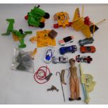 Britains space figures and ships, a celluloid Charley Chaplain, Hot Wheels etc.