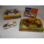 Dinky:- No. 225 Lotus F1, No. 226 Ferrari F1, No. 207 Triumph, each boxed and a Cortina rally car.