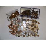 Approximately forty "H" 1912 pennies together with British and Foreign coins and a quantity of