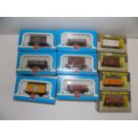 Six Airfix 00 gauge wagons and four Wren, each boxed.