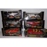 Burago :- 6 x 1/18 scale Die-cast cars, each boxed.