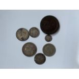 Small quantity of British silver coins also including a Cartwheel 2d.