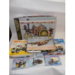 Seven plastic model kits including a Showman's engine Pendle Princess.