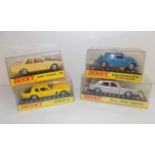 Dinky :- 188 Jensen, 154 Ford Taunus, (boot a/f) 129 VW Deluxe and 164 Mk4 Ford Zodiac, each boxed.