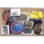 Meccano:- Misc. cogs, wheels, rope, bolts etc.